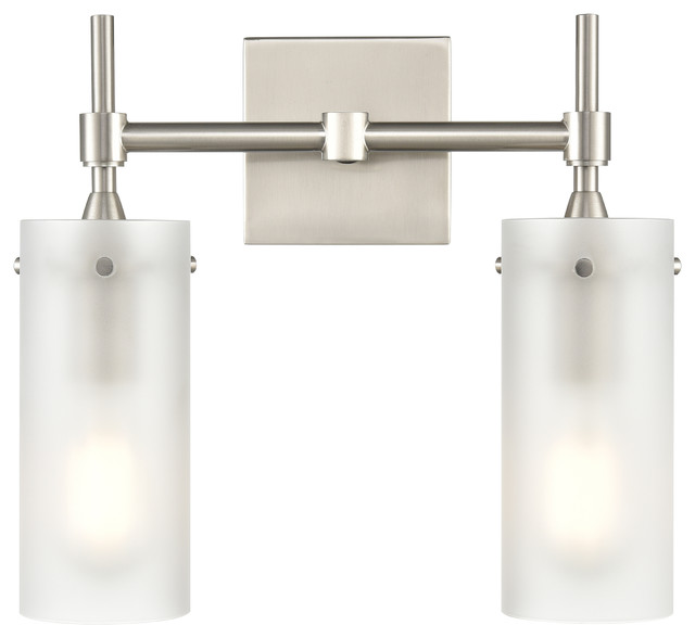 Effimero 2-Light Wall Sconce With Frosted Glass, Brushed Nickel