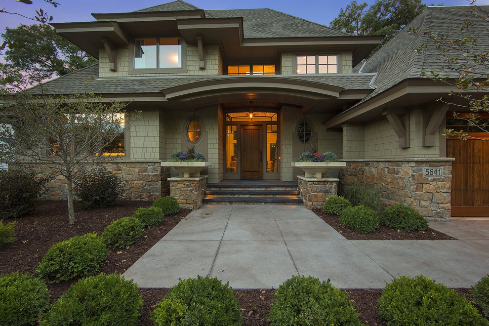 Entryway - craftsman green entryway idea in Minneapolis