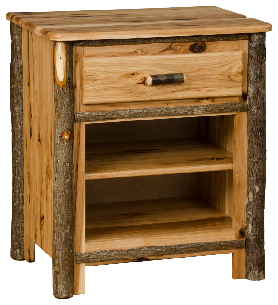 Hickory Log Nightstand Rustic Nightstands And Bedside Tables by