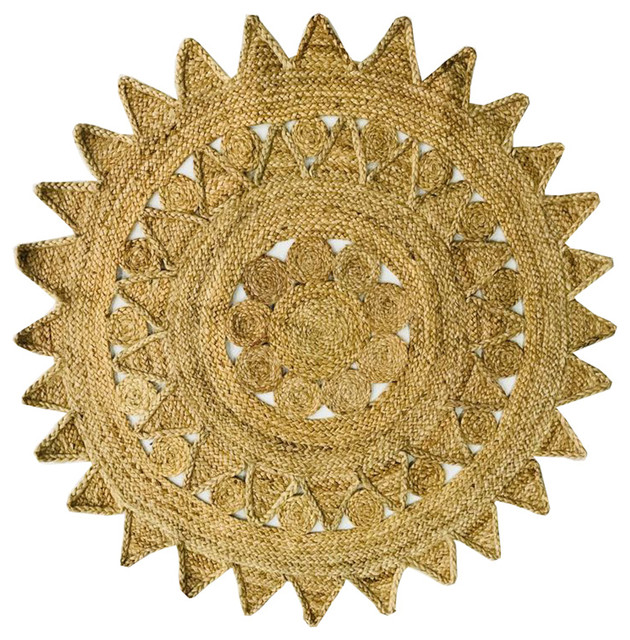 Checkers Jute Braid Round shape Area Rug, 48