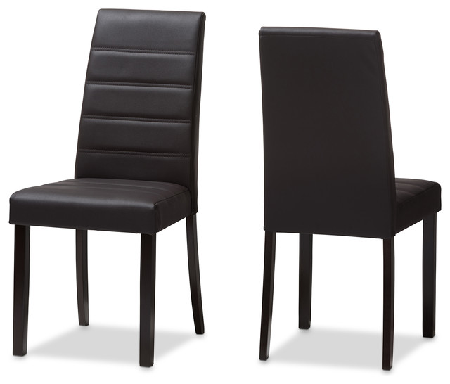 Lorelle Brown Faux Leather Upholstered Dining Chair, Set of 2