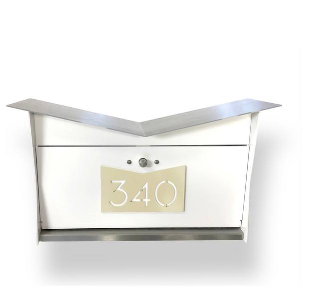 Modern Contemporary Retro Designed Wall Mounted Mailbox In White And Gold Mailboxes By Tibor Inc Tedstuff Houzz - Modern White Wall Mounted Mailbox