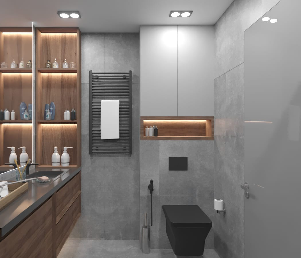 современные ванные душевые