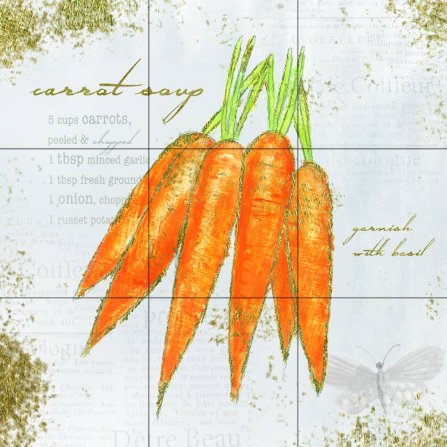 Tile Mural Kitchen Backsplash Garden Treasures VIII by Emily Adams, 12.75" W x 12.75" H on 4.25