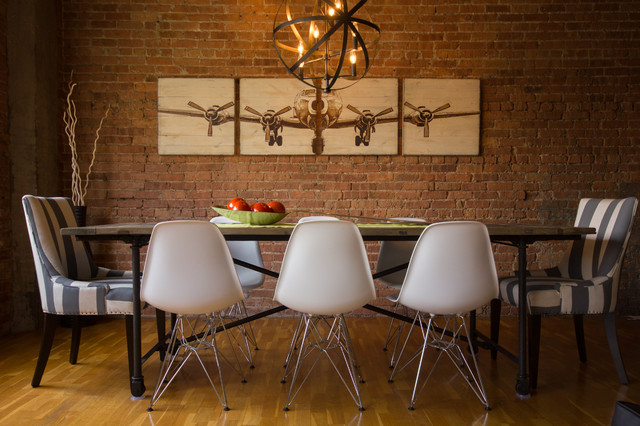 Industrial Rustic Modern Living Room Rustic modern dining room in Chicago industrial loft 