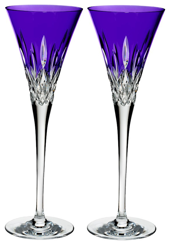 Waterford Lismore Pops Purple Toasting Flute, Pair Contemporary