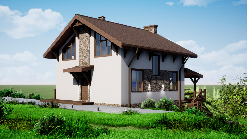 Двухэтажный дом с цокольным этажом 221м2 П-0209