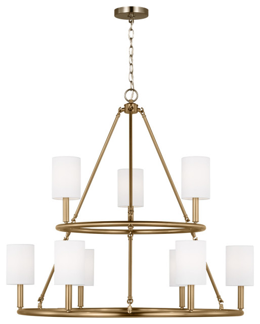 Egmont 9Light Indoor Extra Large Chandelier, Satin Brass Gold Transitional Chandeliers by