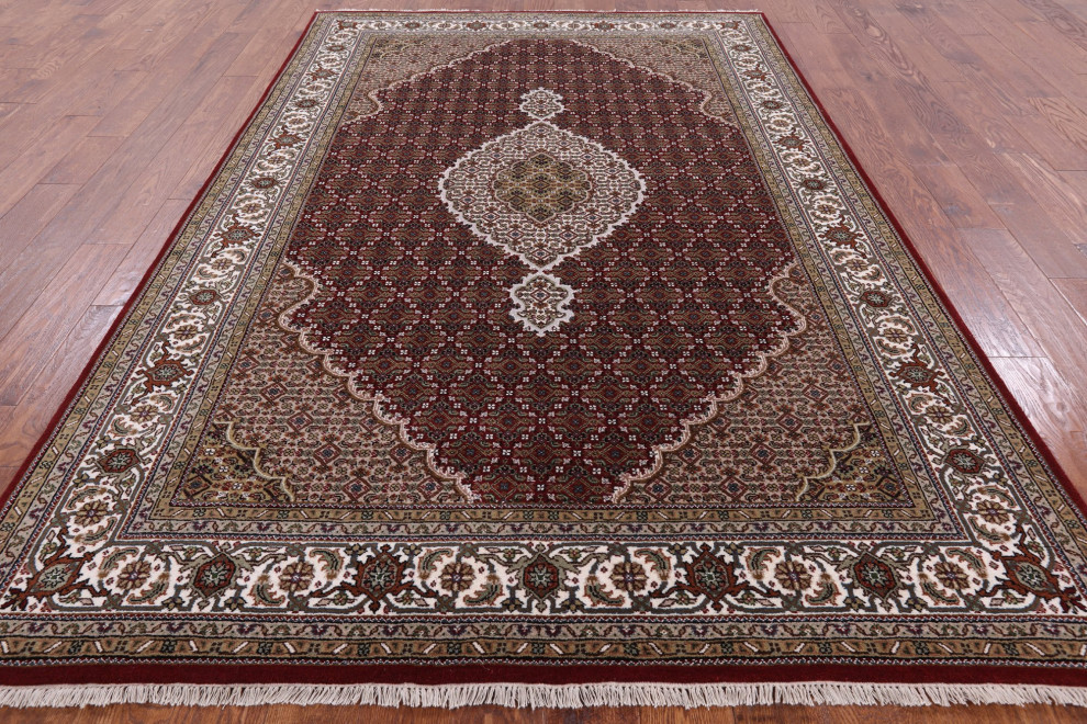 6 X 9 Wool Silk Persian Tabriz Hand Knotted Rug Q3900 Traditional Area Rugs By Manhattan Rugs
