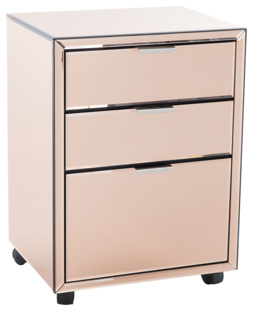 Hyde Mirrored 3 Drawer File Cabinet - Transitional ...