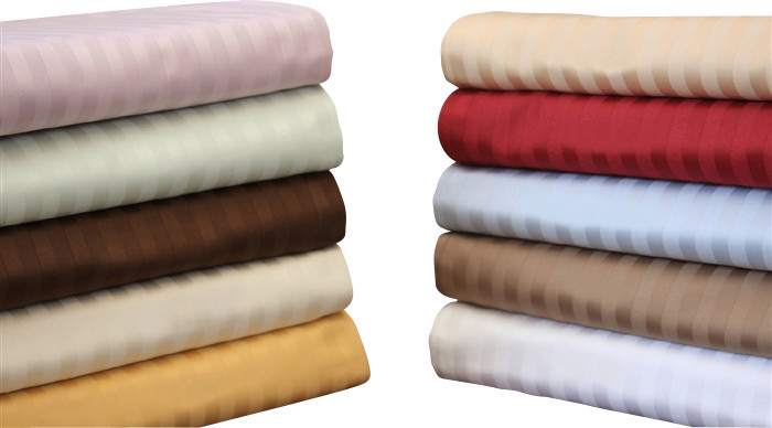 650TC Stripe Pillowsham Set-Egyptian Cotton, Beige, King