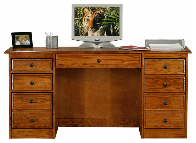 Eagle Furniture Classic Oak Double Pedestal Computer Desk