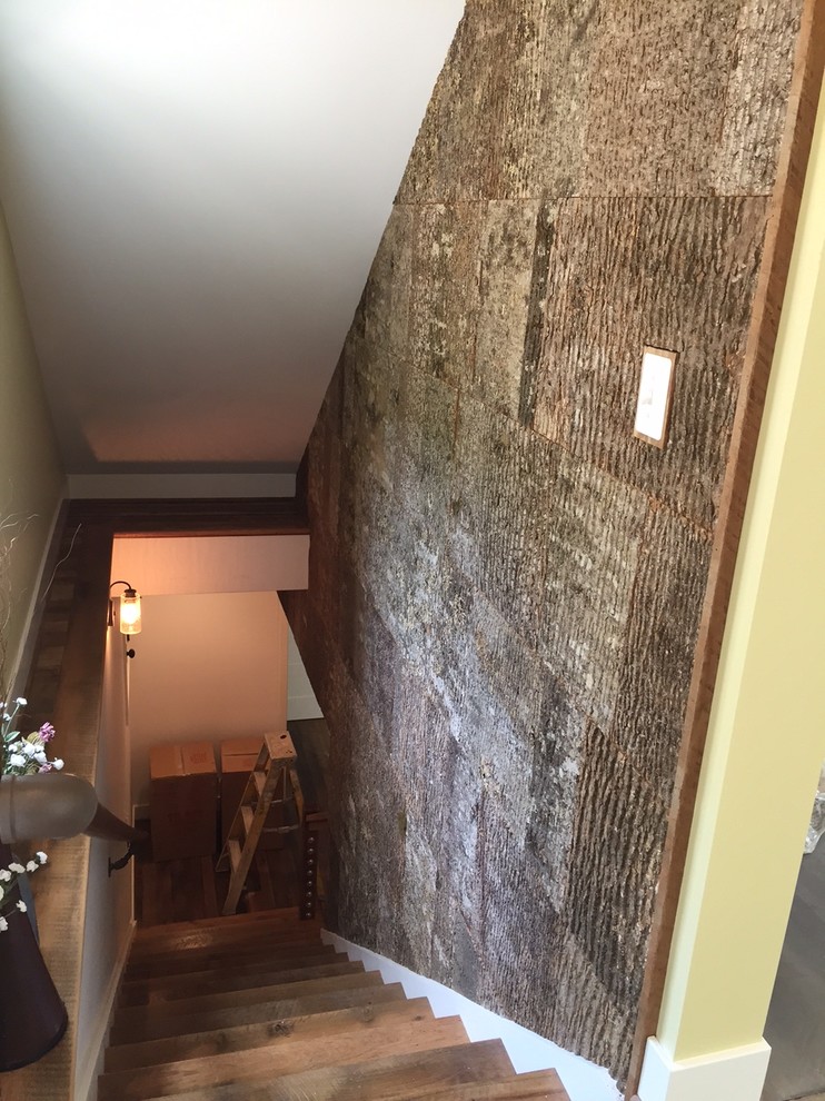 Staircase - mid-sized transitional wooden straight staircase idea in DC Metro with wooden risers