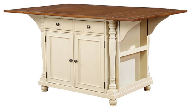 Coaster Slater 2-drawer Wood Kitchen Island with Drop Leaves Brown and Cream