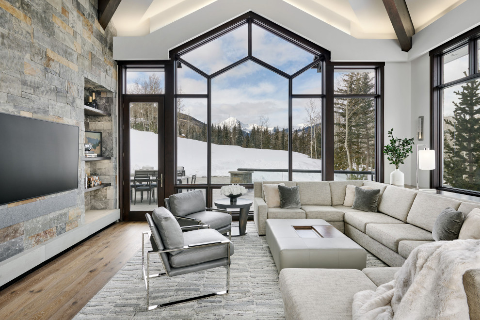Elegant Mountainside Retreat - Rustic - Living Room - Denver - by Anne ...