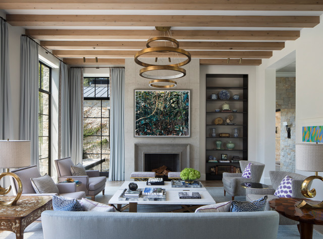 Peninsula Custom Home nyklassisk-vardagsrum