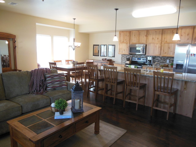Kitchen, Living, Dining - open floor plan rustik-vardagsrum