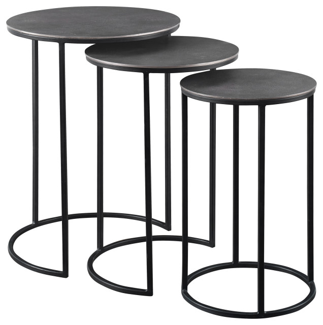 Uttermost Erik Metal Nesting Tables, 3Piece Set Industrial Side