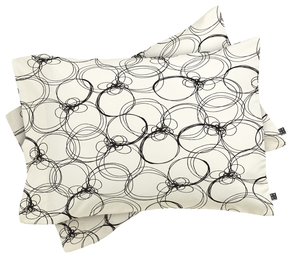 Deny Designs Rachael Taylor Circles White Black Pillow Shams, King