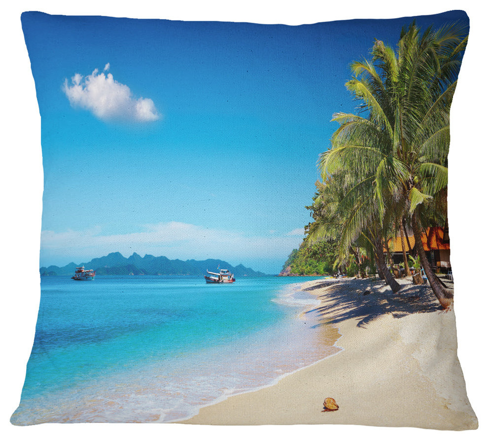 Tropical Beach Thailand Photography Throw Pillow, 16"x16"