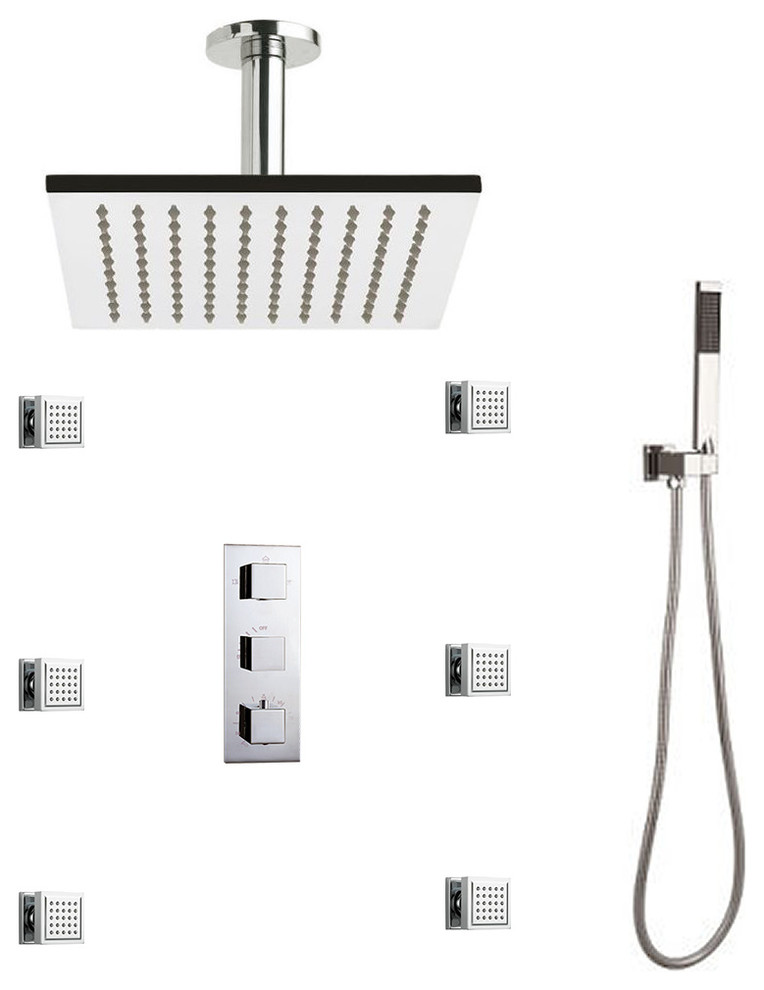 Yvelines Square Shower Head With Massage Jets Contemporary