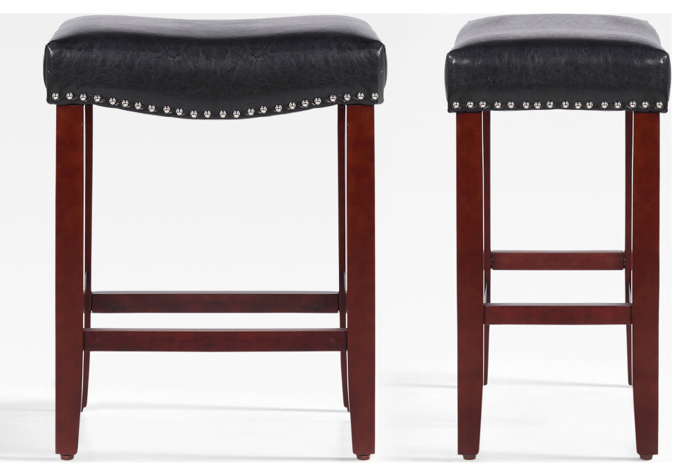 WestinTrends 2PC 24" Upholstered Saddle Seat Counter Height Stool Set