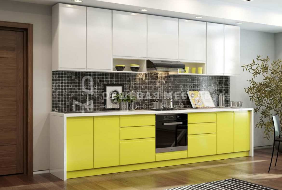 Прямая кухня из эмали "Антарес арт.5" без ручек