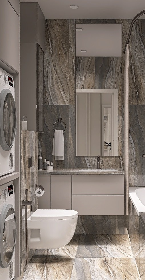 Однокомнатная квартира в современном стиле с элементами неоклассики