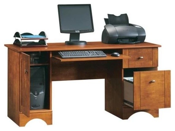 2 Drawer Computer Desk in Brushed Maple Finis