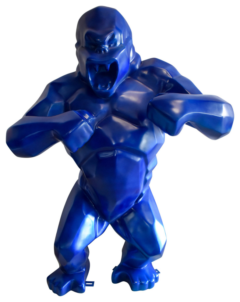 Geometric Powerful Giant Blue King Kong Resin Statue 47 X 26 X 61 H Geometric powerful giant blue king kong resin statue 47 x 26 x 61 h