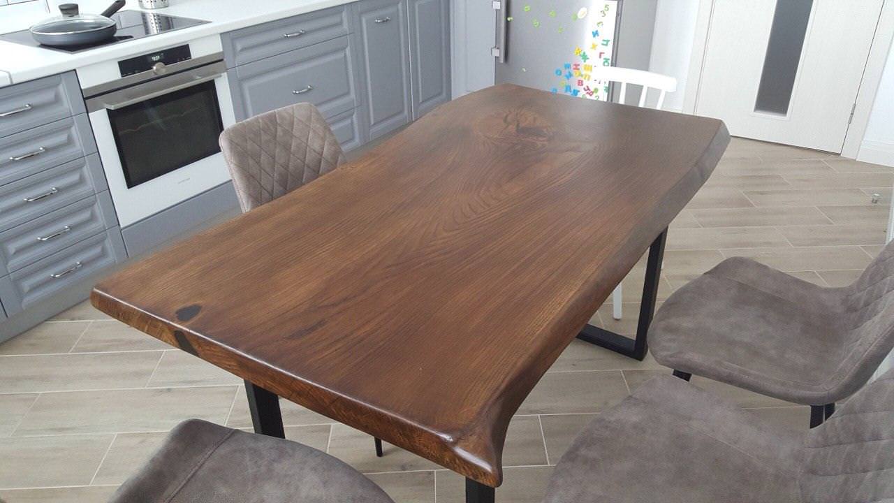 Стол из слэба и полки для кухни