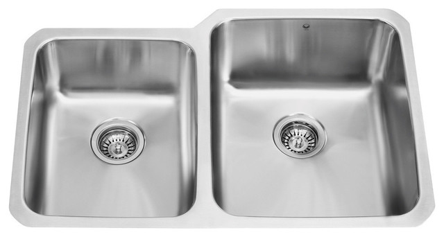 VIGO 32" Rosewood Stainless Steel Undermount Double Bowl Kitchen Sink