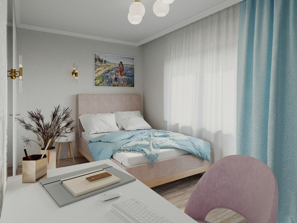 Нежная спальня с гардеробной