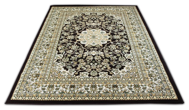 Persian Style Authentic Design Polypropylene Area Rug, Brown, 7'10"x10'6"