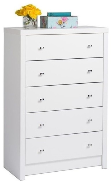 Atlin Designs 5 Drawer Chest In White Laminate Contemporary