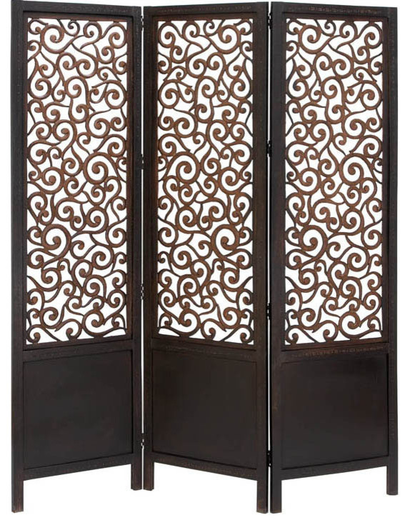 Room Dividers Wood Screen 3 Panel 72in.H, 60in.W Transitional