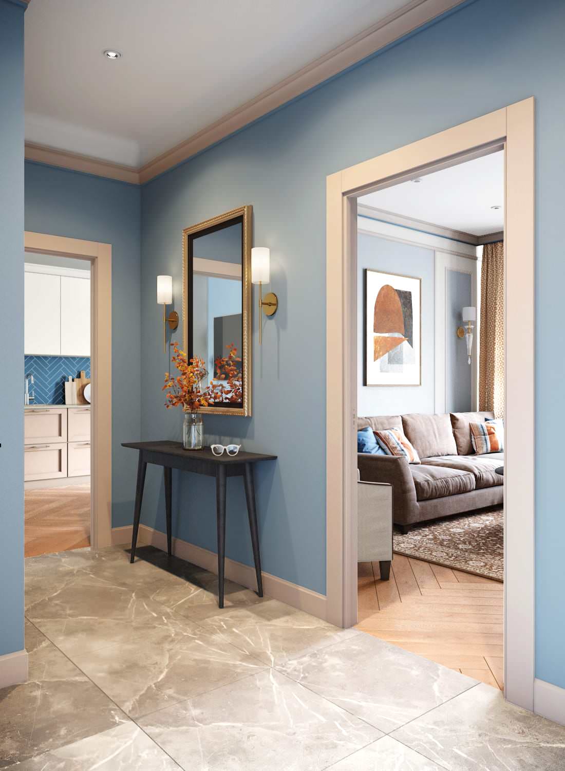 Квартира в голубых оттенках