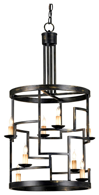 Spigo Mid Century Modern Metal Cylinder 8 Light Pendant Lamp