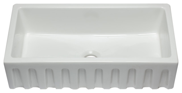 Alfi Brand 36 White Reversible Fluted Smooth Single Bowl Fireclay Alfi Brand 36 White Reversible Fluted Smooth Single Bowl Fireclay Farm Sink