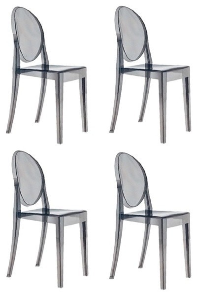 Set of 4 Victoria Style Ghost Dining Chair Smoke Color