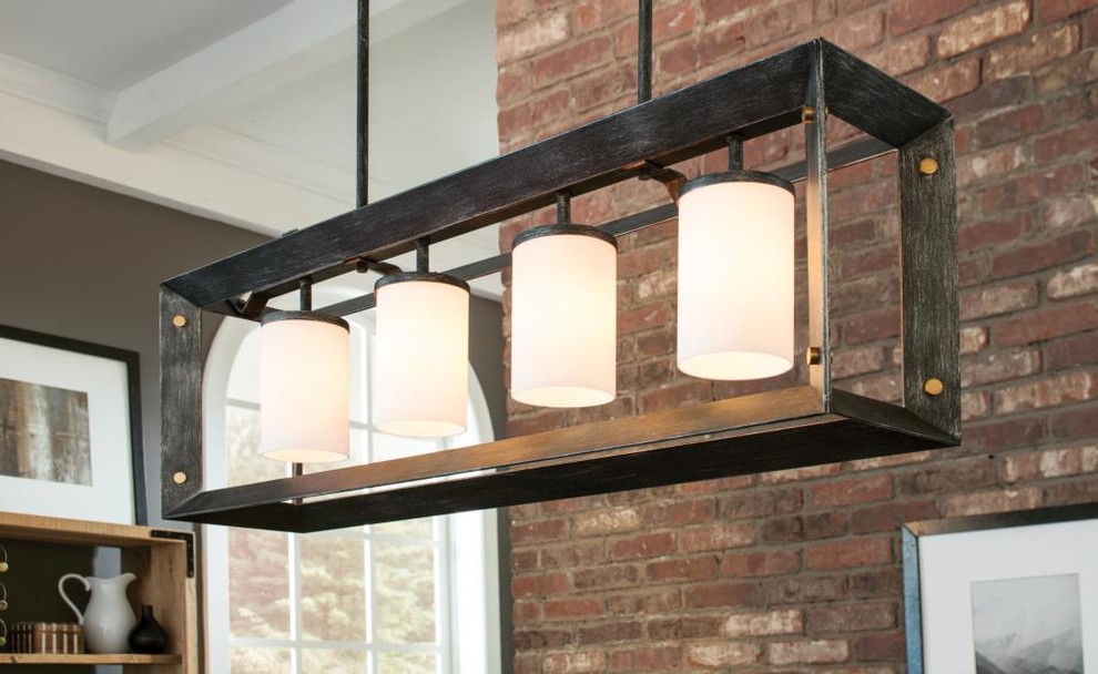 Example of a mountain style dining room design in New York