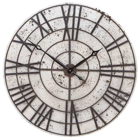 Wall Clock with White Background and Chocolate Brown Metal