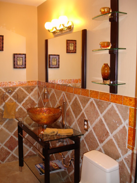 This is an example of a contemporary powder room in Miami.