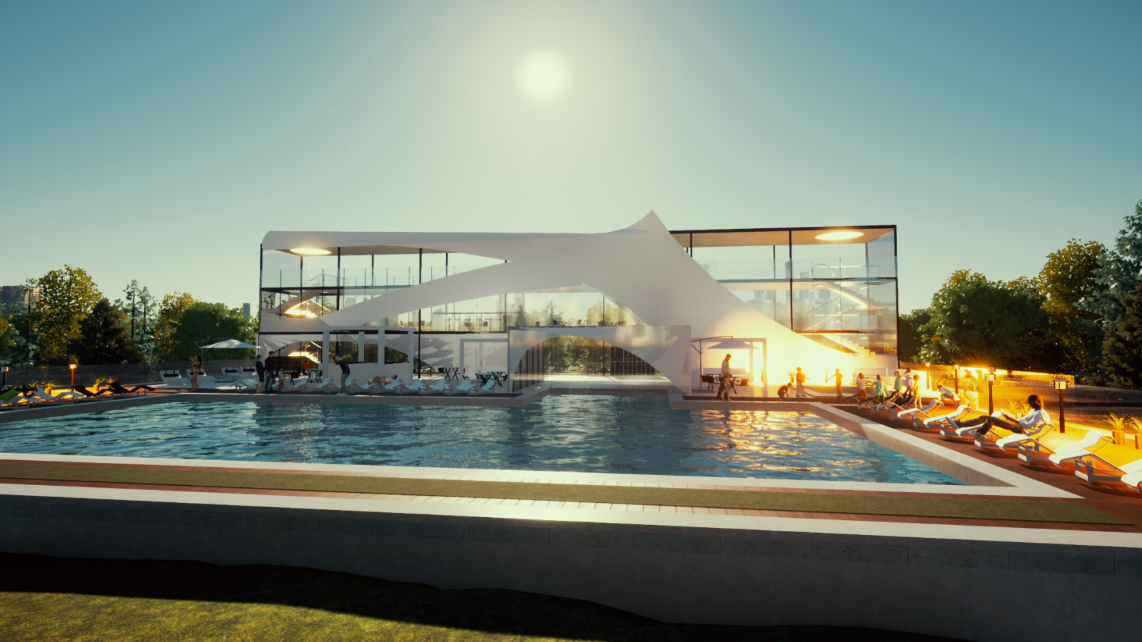 Дизайн проект павильона открытого бассейна