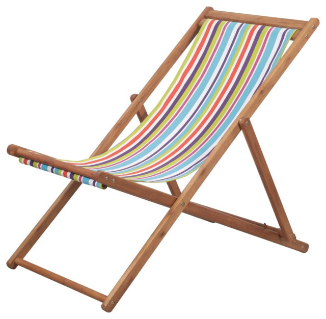 Vidaxl Folding Beach Chair Fabric And Wooden Frame Multicolor Contemporary Outdoor Folding Chairs By Virventures Houzz