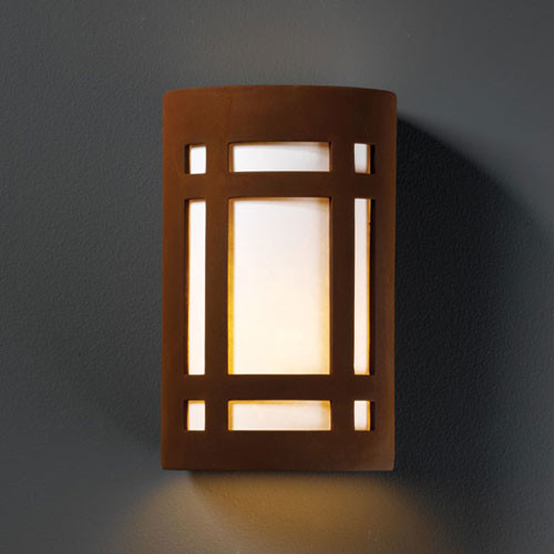 Ambiance Real Rust Small Craftsman Window Bathroom Wall Sconce