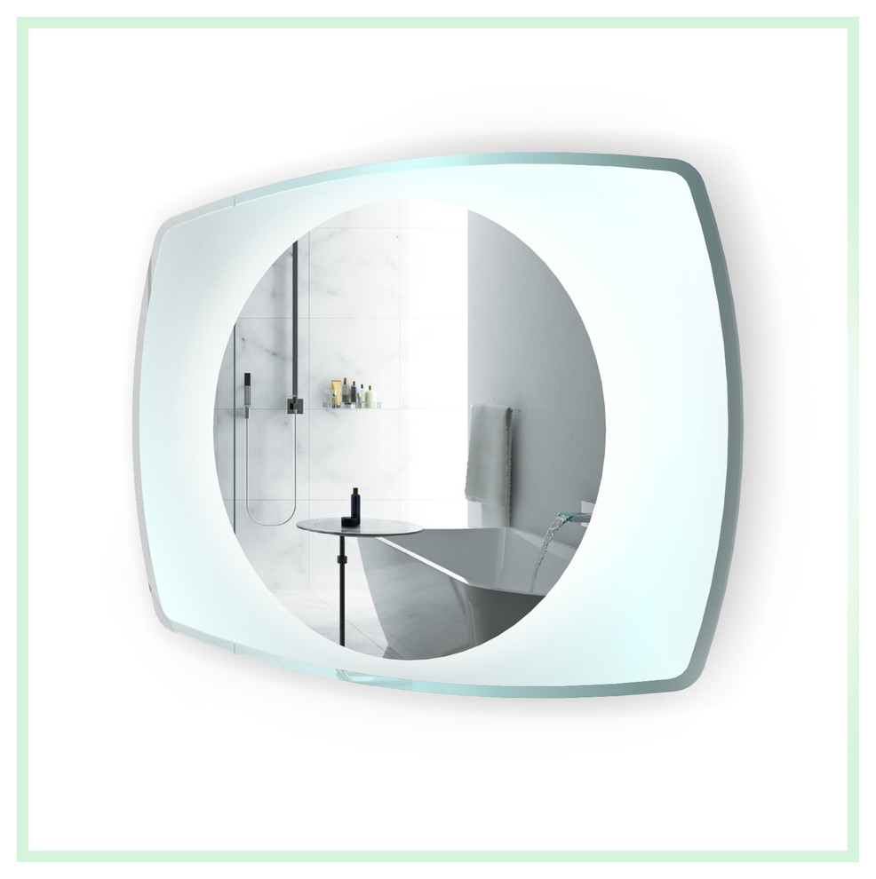 LED Lighted 32"x24" Bathroom Mirror With Glass Frame