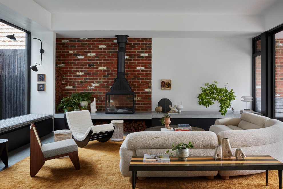 Inspiration for a midcentury living room in Melbourne.