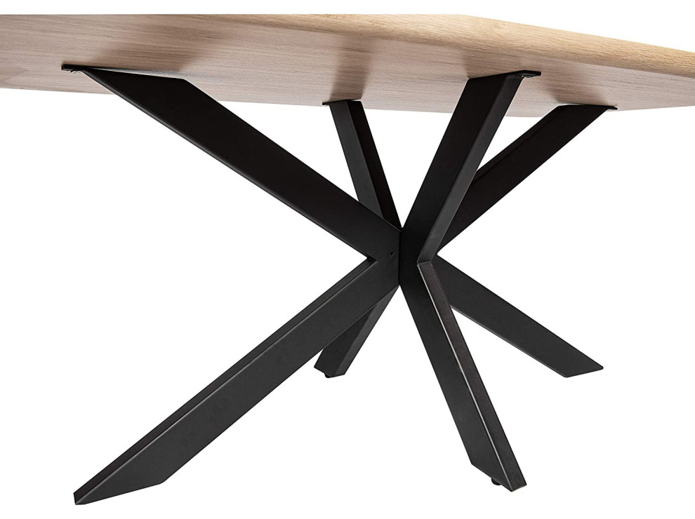 Ravenna 63" Rectangular Wood Dining Table With Modern Metal Base Maple ...