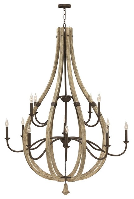 Middlefield 2 Tier Foyer Chandelier, Iron Rust - Farmhouse ...